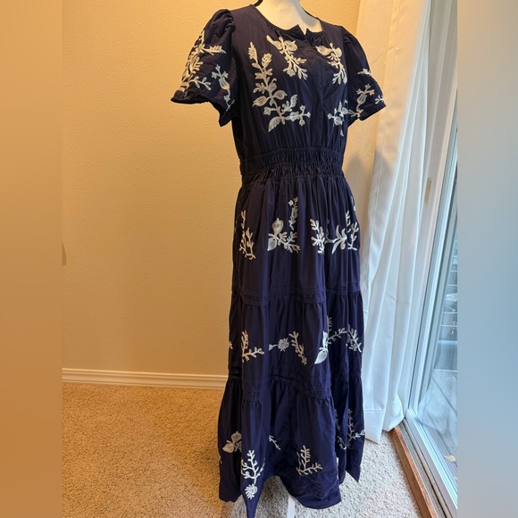 Anthropologie Somerset Maxi Dress, Embroidered Edition Navy L EUC - Picture 4 of 11